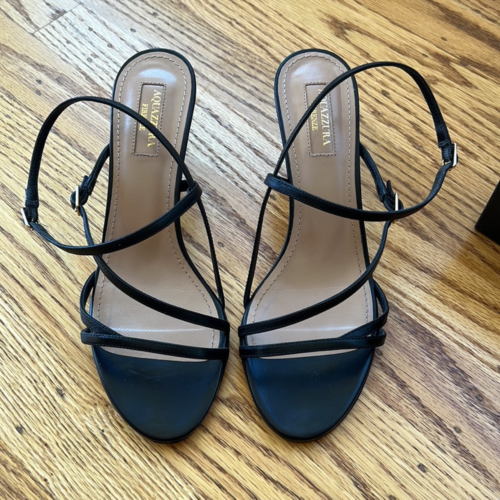 Aquazzura Carolyne 60 Black Strappy Sandals 36.5